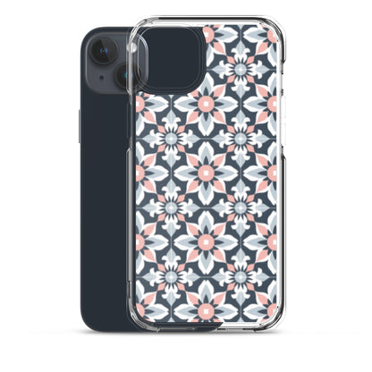 iPhone Case Geometric Flowers Pastel Pink and Blue
