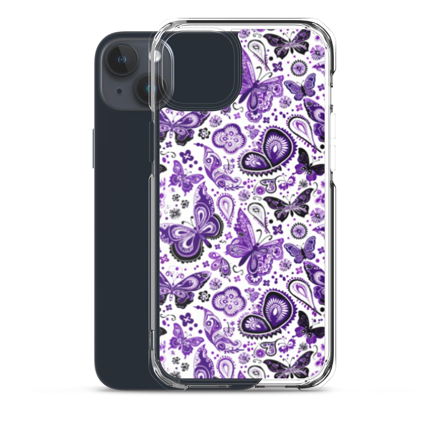 iPhone Case White and Purple Butterfly Paisley