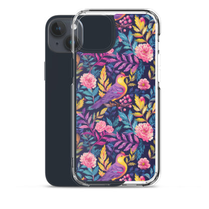 iPhone Case Colorful Flowers Plants and Birds