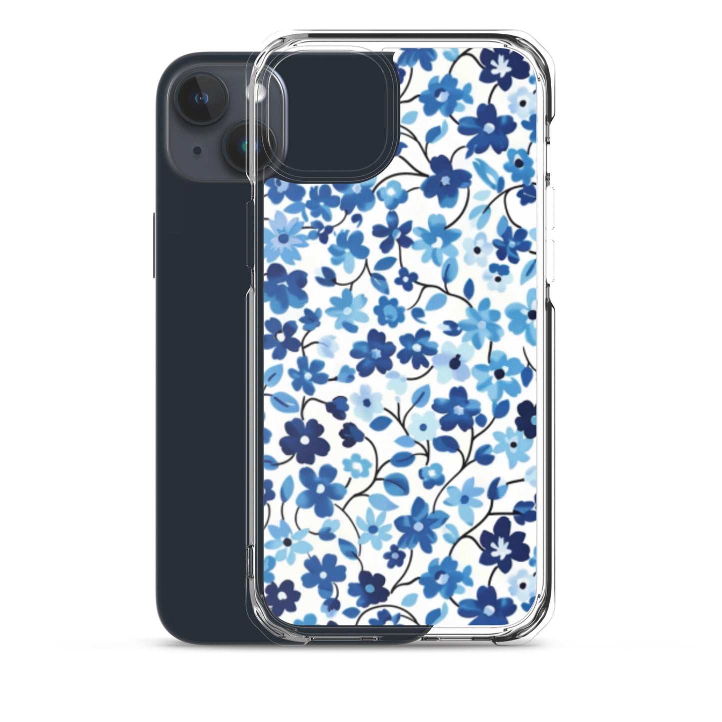 iPhone Case Blue Watercolor Flowers