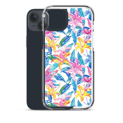 iPhone Case Colorful Floral Watercolor Blue Yellow Pink