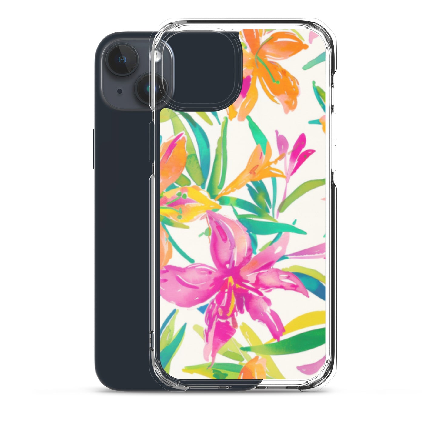 iPhone Case Colorful Floral Watercolor Pink Orange