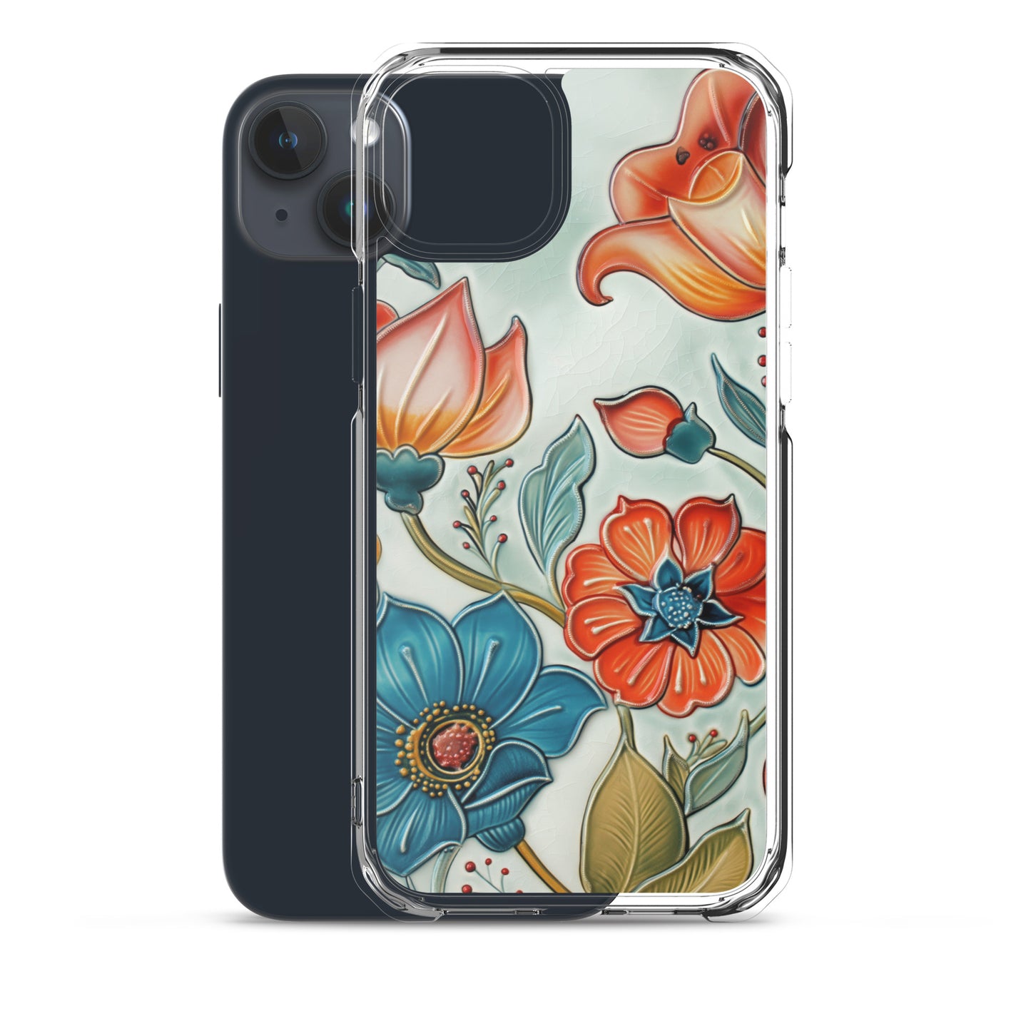 iPhone Case Painted Ceramic Tile Flowers