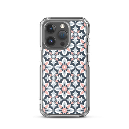 iPhone Case Geometric Flowers Pastel Pink and Blue