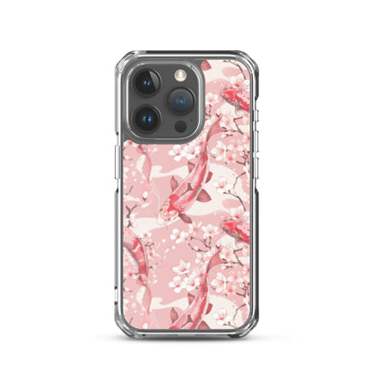 iPhone Case Pink Japanese Koi Fish and Cherry Blossoms
