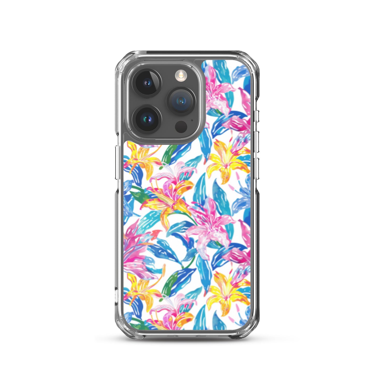 iPhone Case Colorful Floral Watercolor Blue Yellow Pink