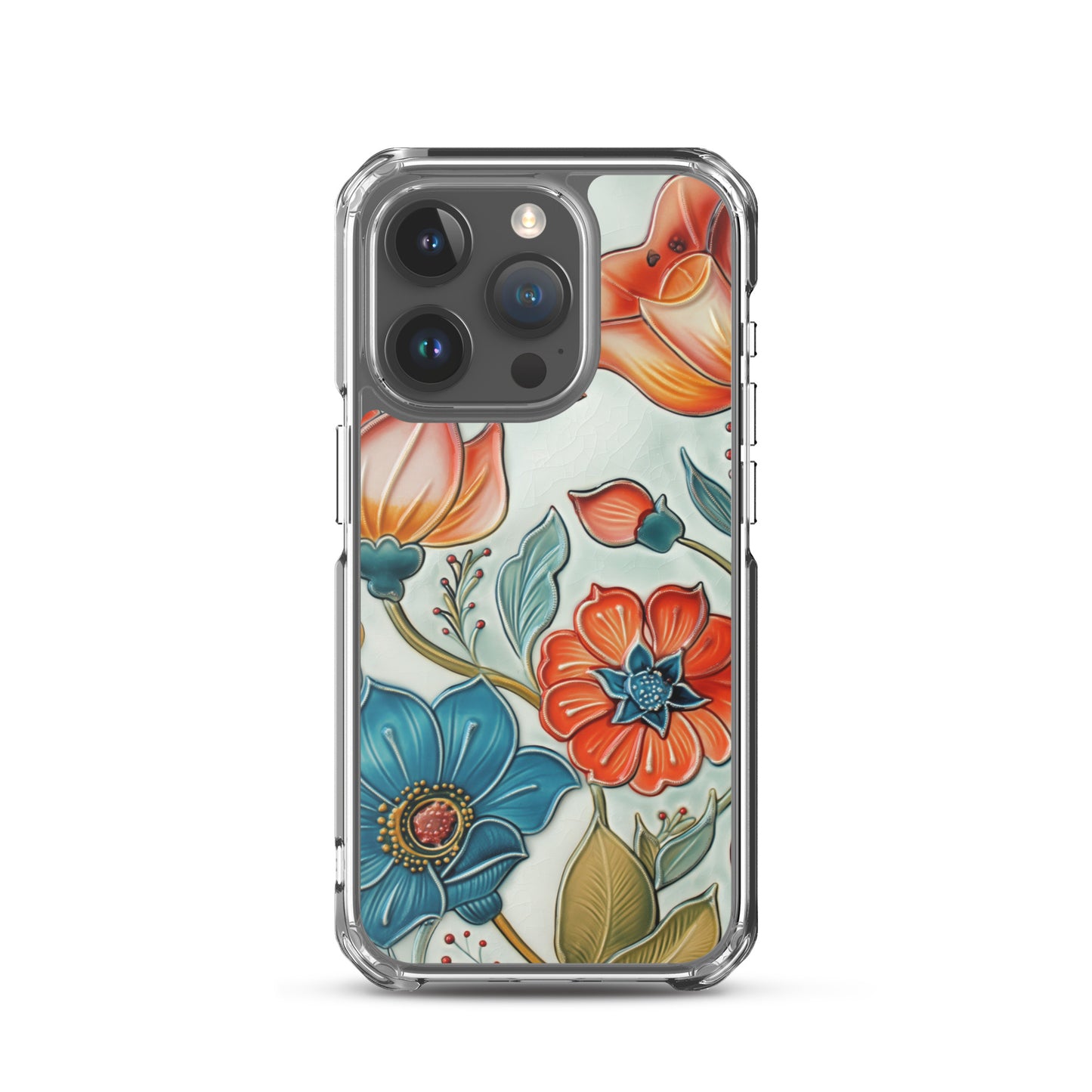 iPhone Case Painted Ceramic Tile Flowers