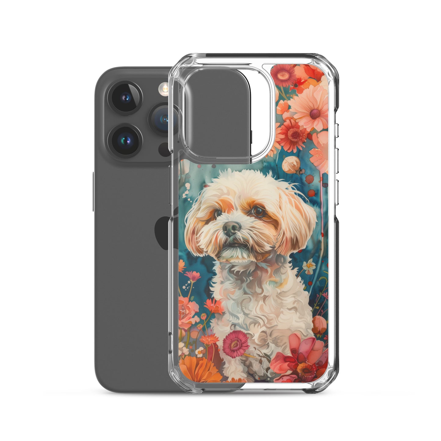 iPhone Case Watercolor Shih Tzu with Colorful Flowers
