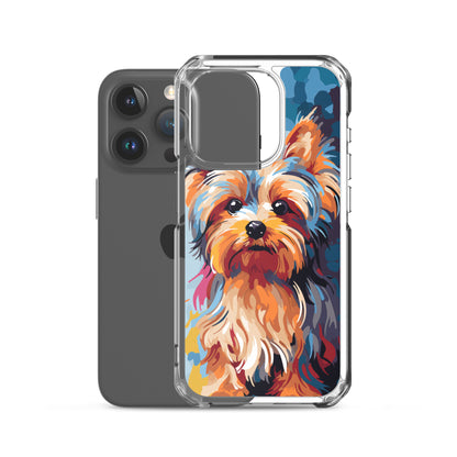 iPhone Case Painted Yorkshire Terrier Blue