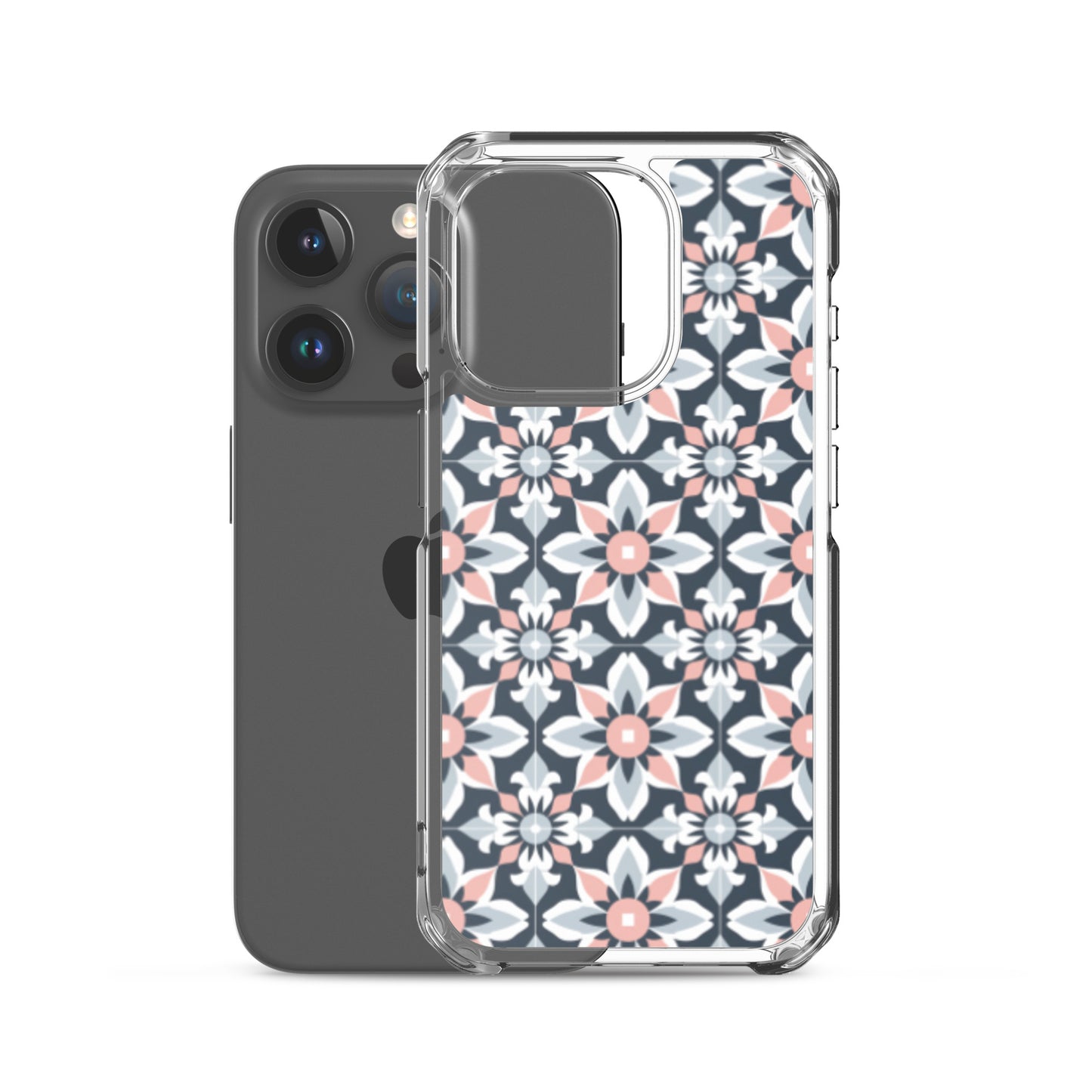 iPhone Case Geometric Flowers Pastel Pink and Blue