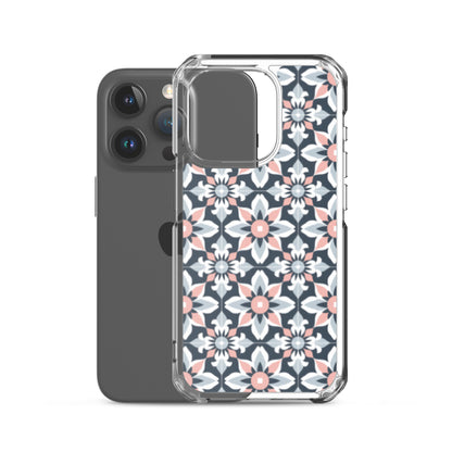 iPhone Case Geometric Flowers Pastel Pink and Blue