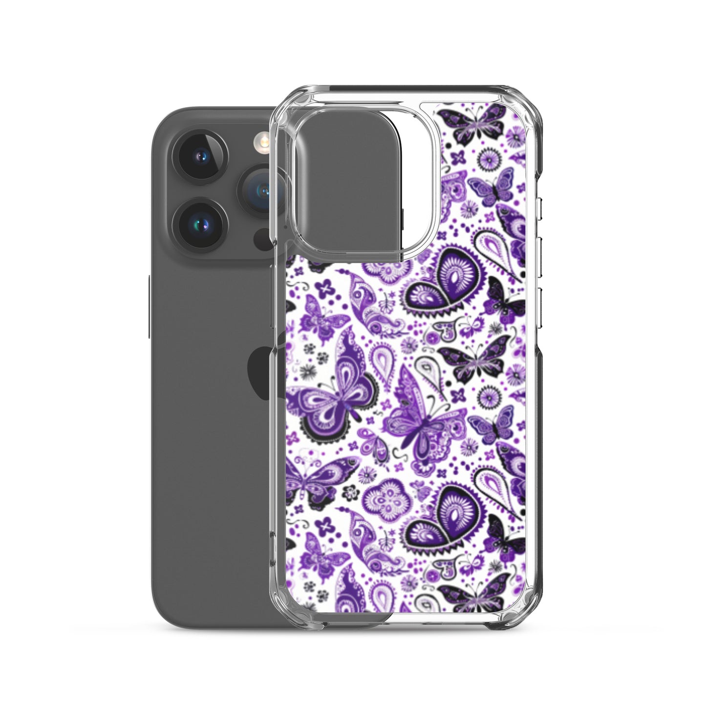 iPhone Case White and Purple Butterfly Paisley