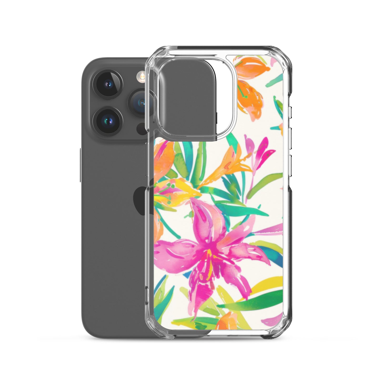iPhone Case Colorful Floral Watercolor Pink Orange