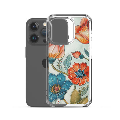 iPhone Case Painted Ceramic Tile Flowers