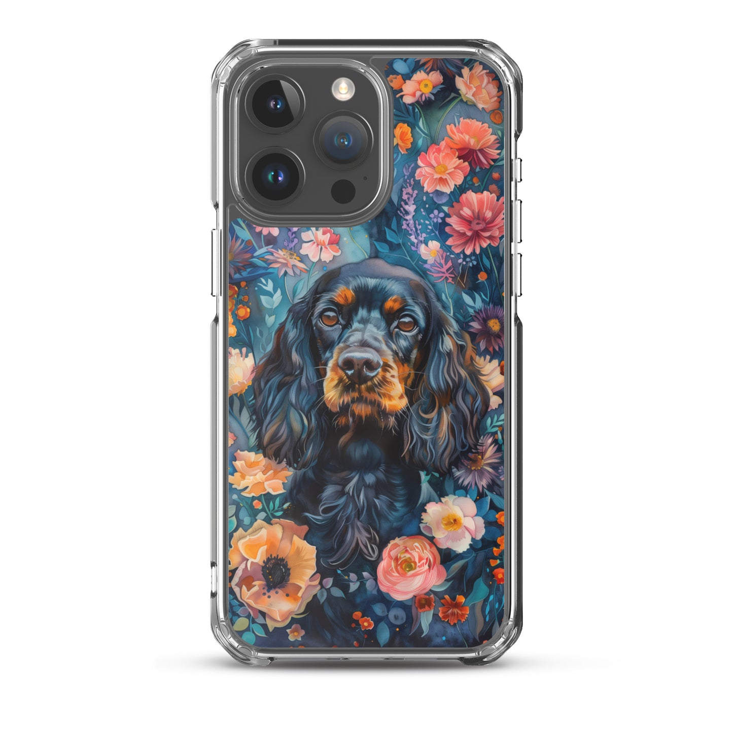 iPhone Case Watercolor Cocker Spaniel with Colorful Flowers