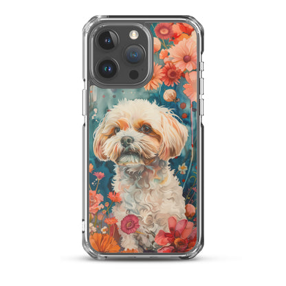 iPhone Case Watercolor Shih Tzu with Colorful Flowers