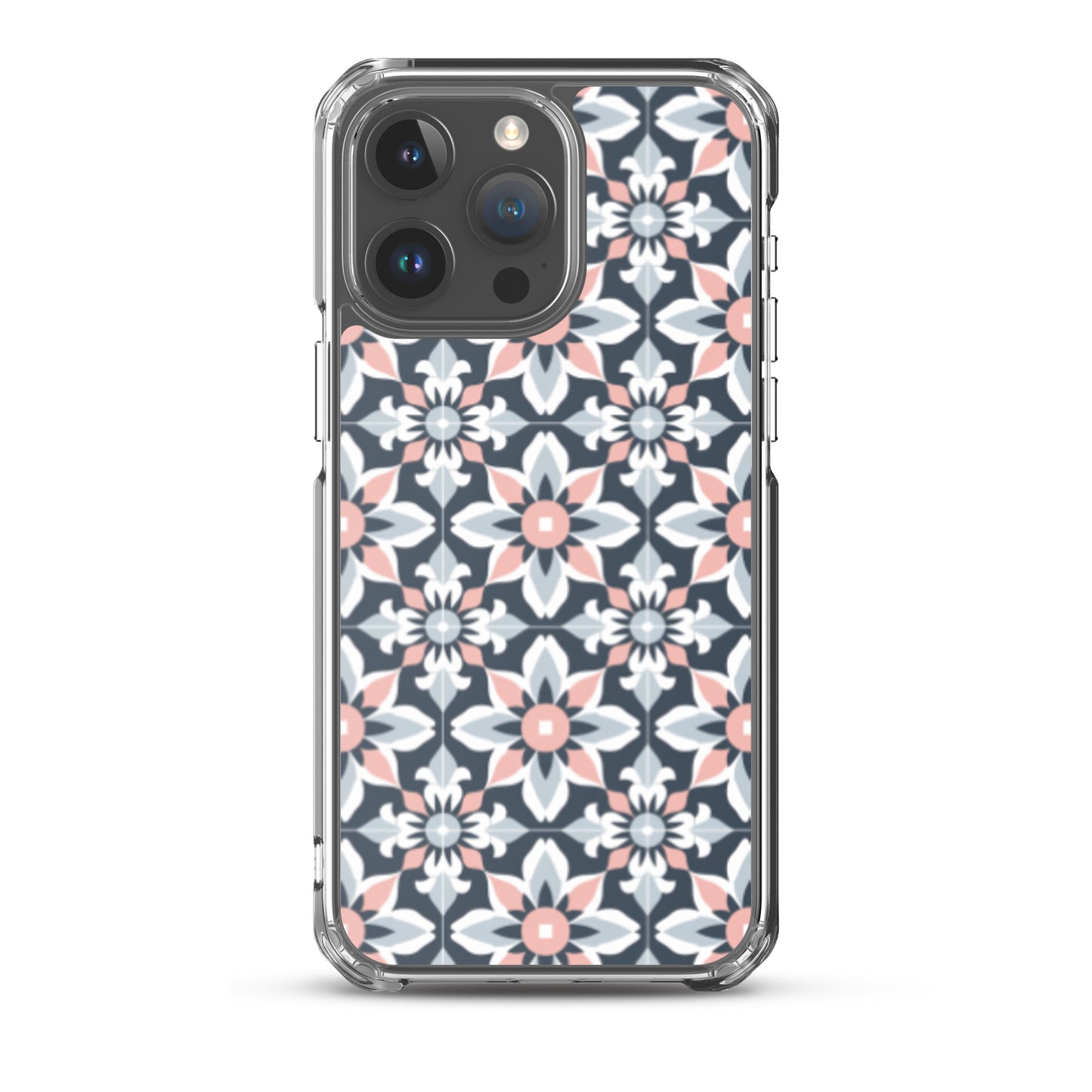 iPhone Case Geometric Flowers Pastel Pink and Blue
