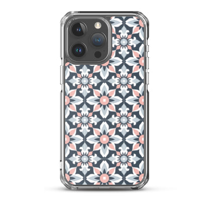 iPhone Case Geometric Flowers Pastel Pink and Blue