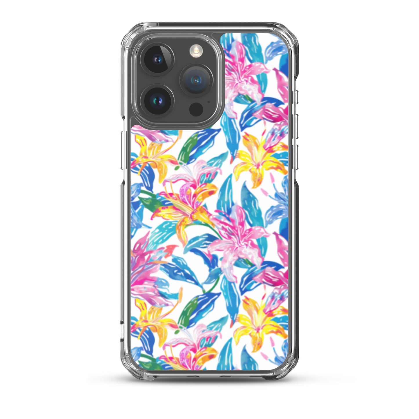 iPhone Case Colorful Floral Watercolor Blue Yellow Pink