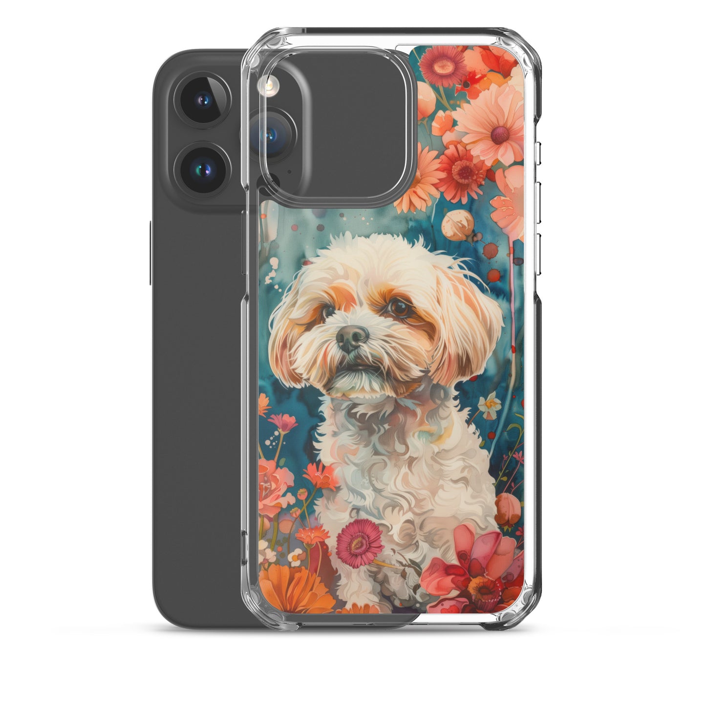 iPhone Case Watercolor Shih Tzu with Colorful Flowers