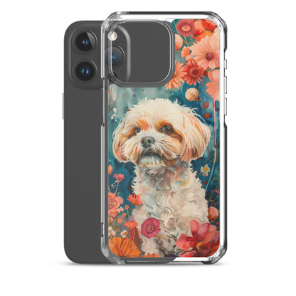 iPhone Case Watercolor Shih Tzu with Colorful Flowers