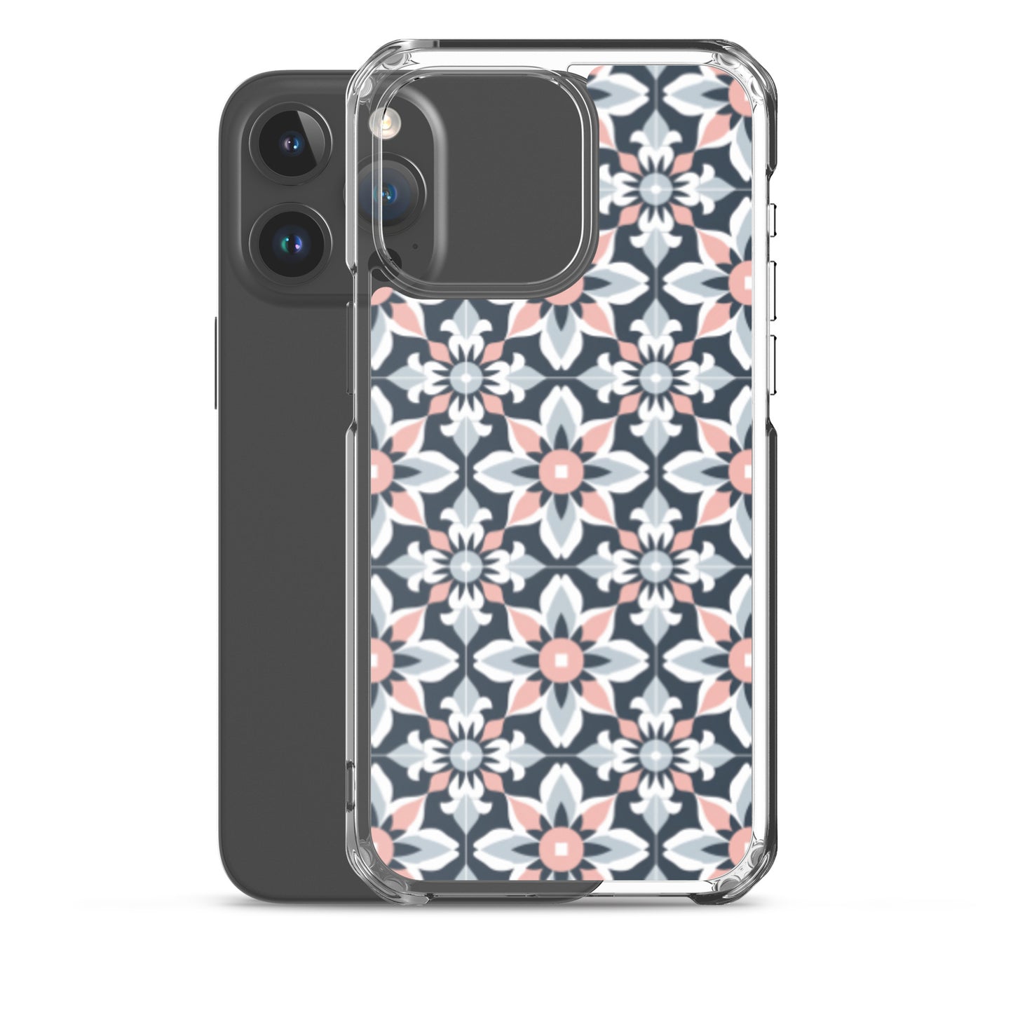 iPhone Case Geometric Flowers Pastel Pink and Blue