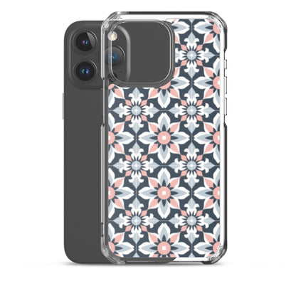 iPhone Case Geometric Flowers Pastel Pink and Blue