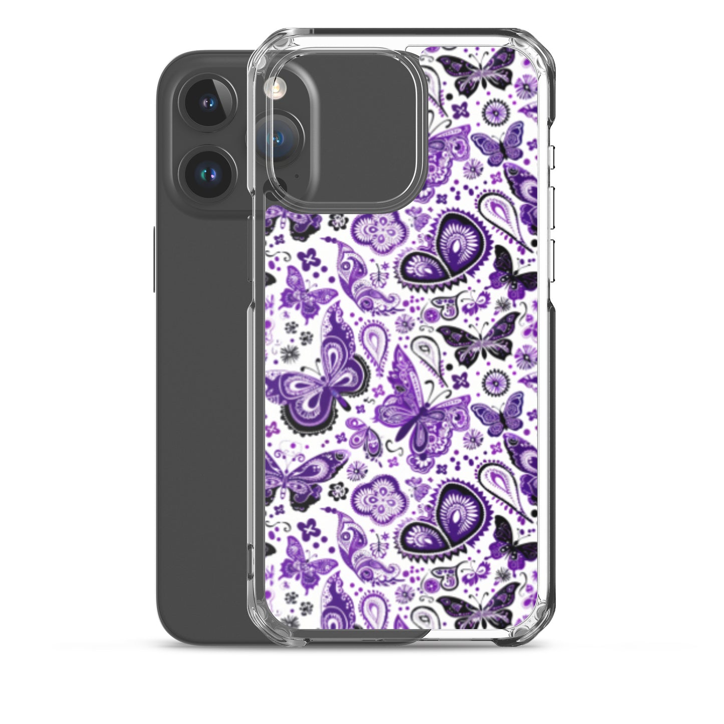 iPhone Case White and Purple Butterfly Paisley