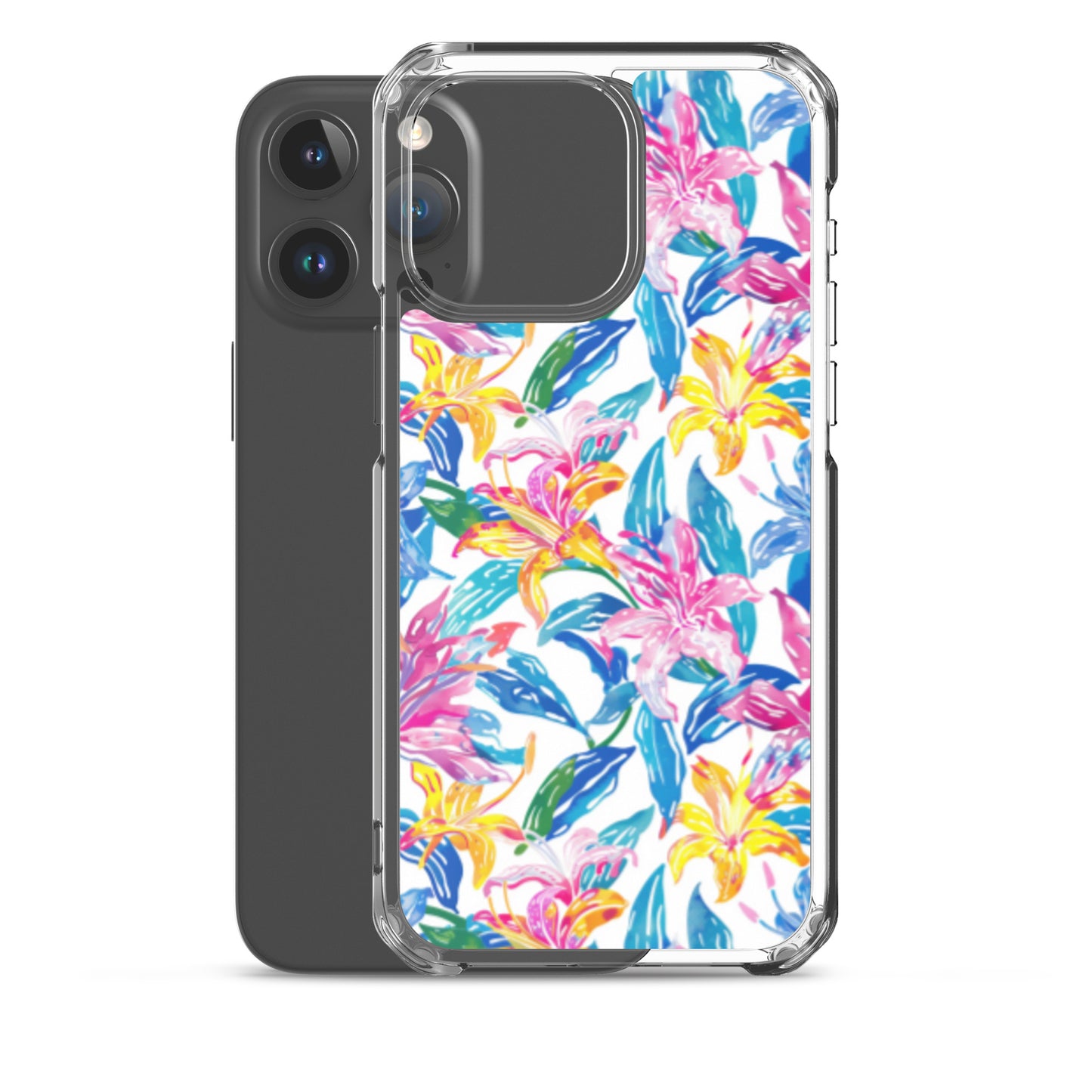 iPhone Case Colorful Floral Watercolor Blue Yellow Pink
