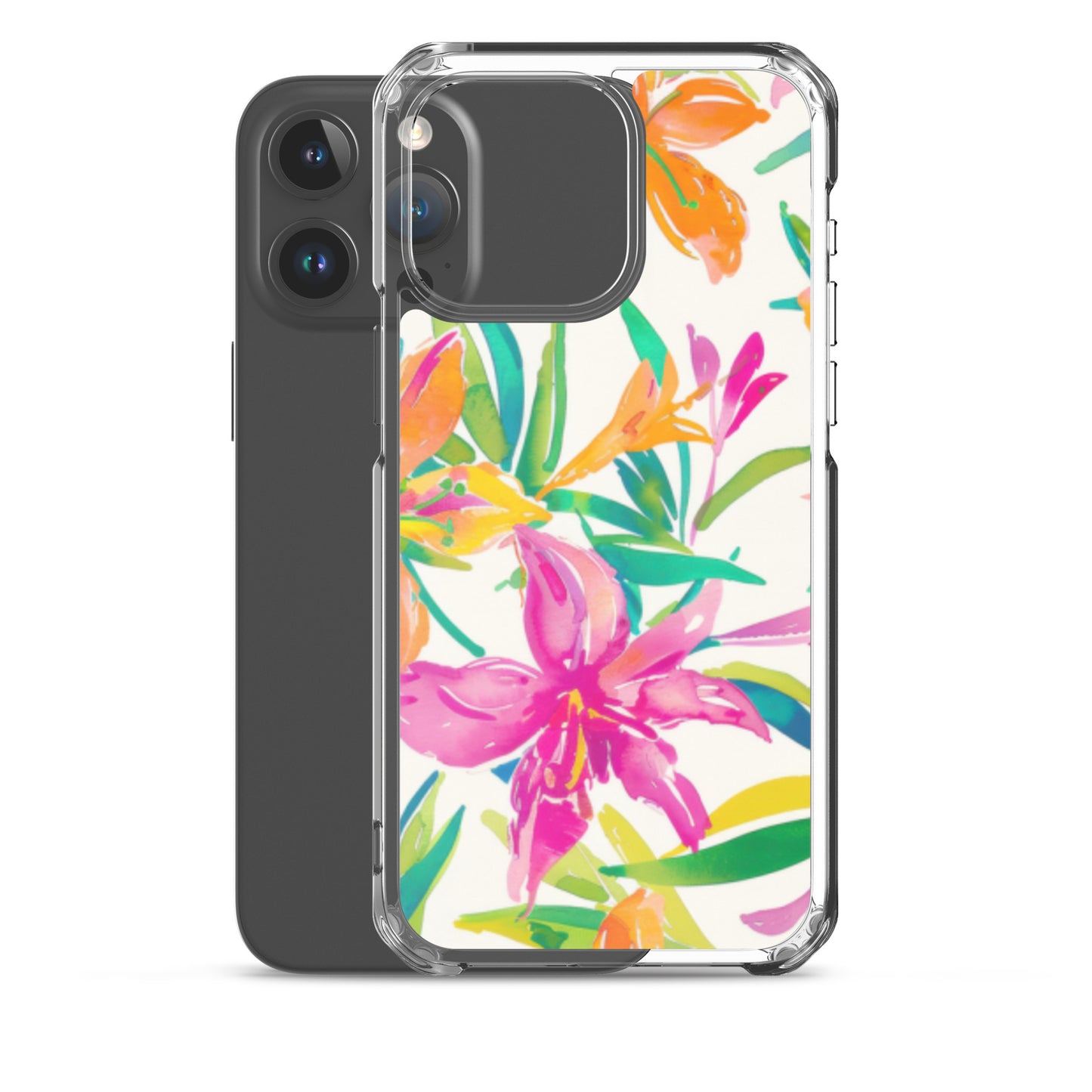iPhone Case Colorful Floral Watercolor Pink Orange
