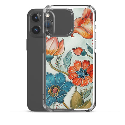 iPhone Case Painted Ceramic Tile Flowers