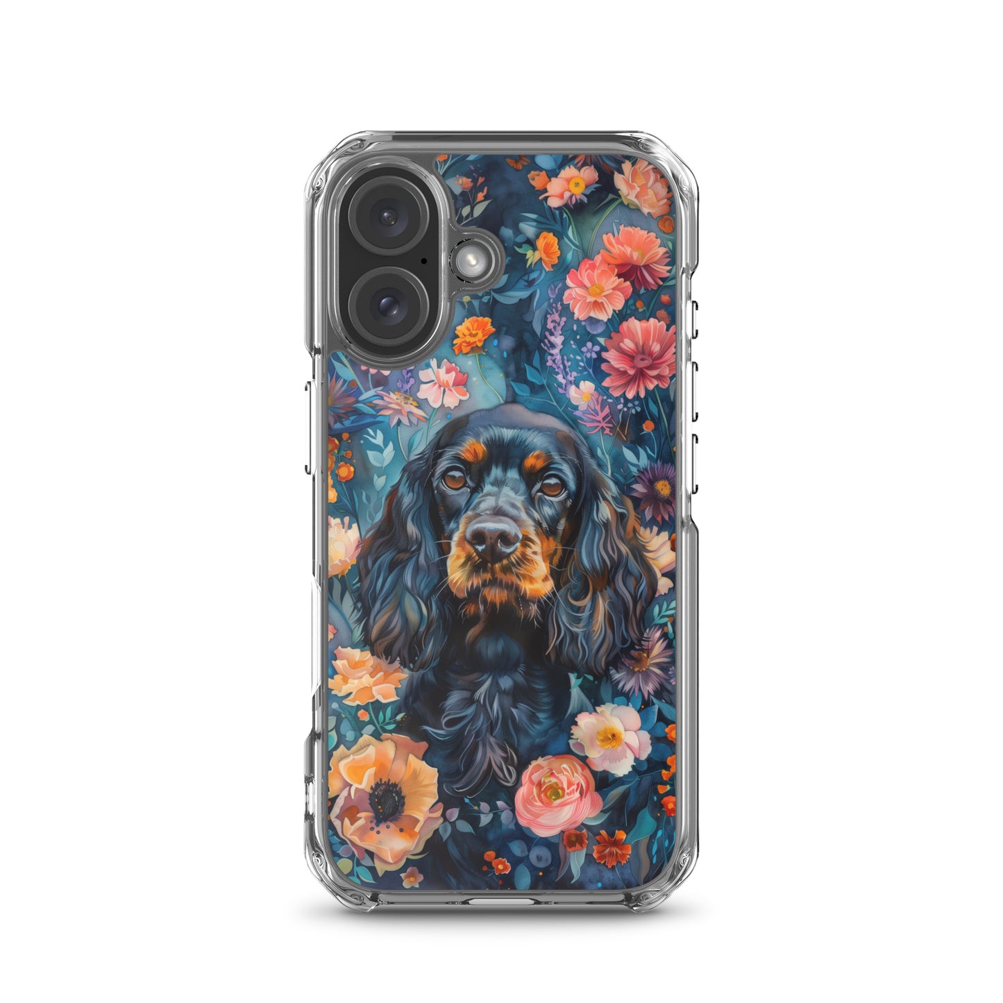 iPhone Case Watercolor Cocker Spaniel with Colorful Flowers
