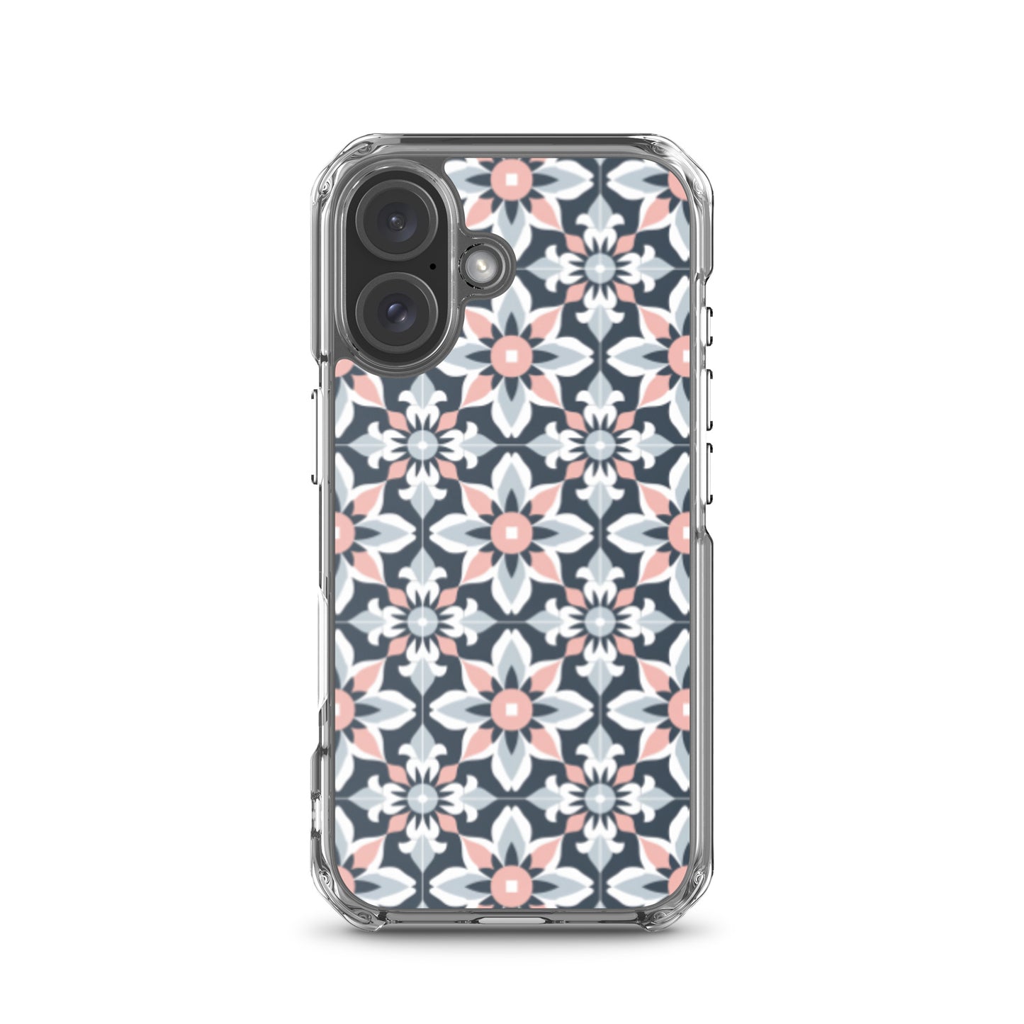 iPhone Case Geometric Flowers Pastel Pink and Blue