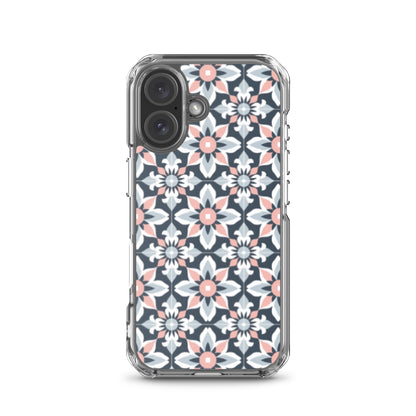 iPhone Case Geometric Flowers Pastel Pink and Blue