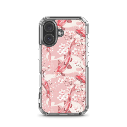 iPhone Case Pink Japanese Koi Fish and Cherry Blossoms