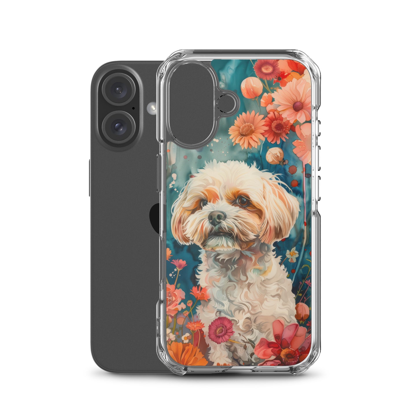iPhone Case Watercolor Shih Tzu with Colorful Flowers