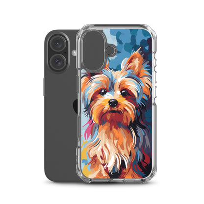 iPhone Case Painted Yorkshire Terrier Blue