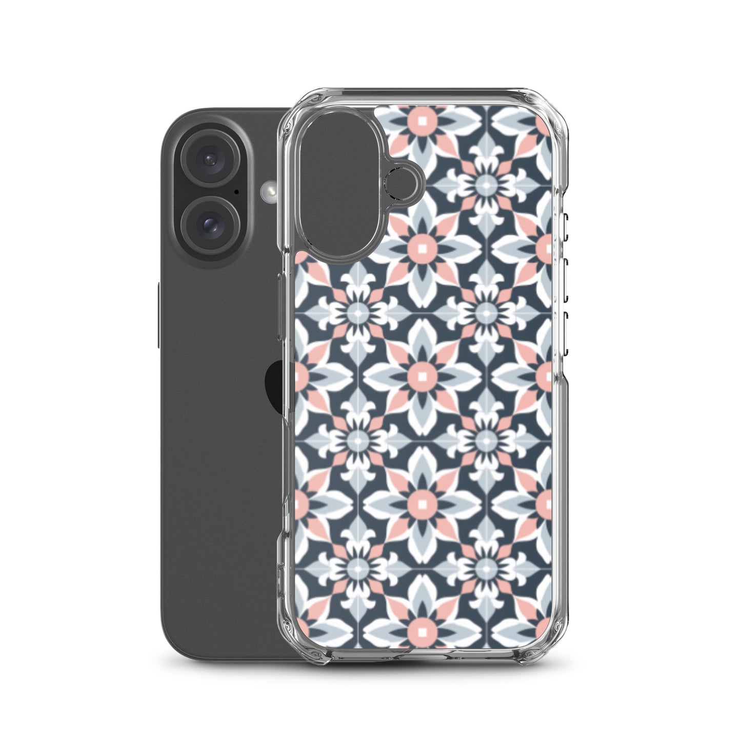 iPhone Case Geometric Flowers Pastel Pink and Blue