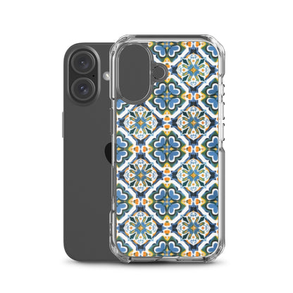iPhone Case Colorful Andalusian Ceramic Tile Green Blue Orange