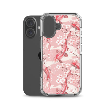 iPhone Case Pink Japanese Koi Fish and Cherry Blossoms