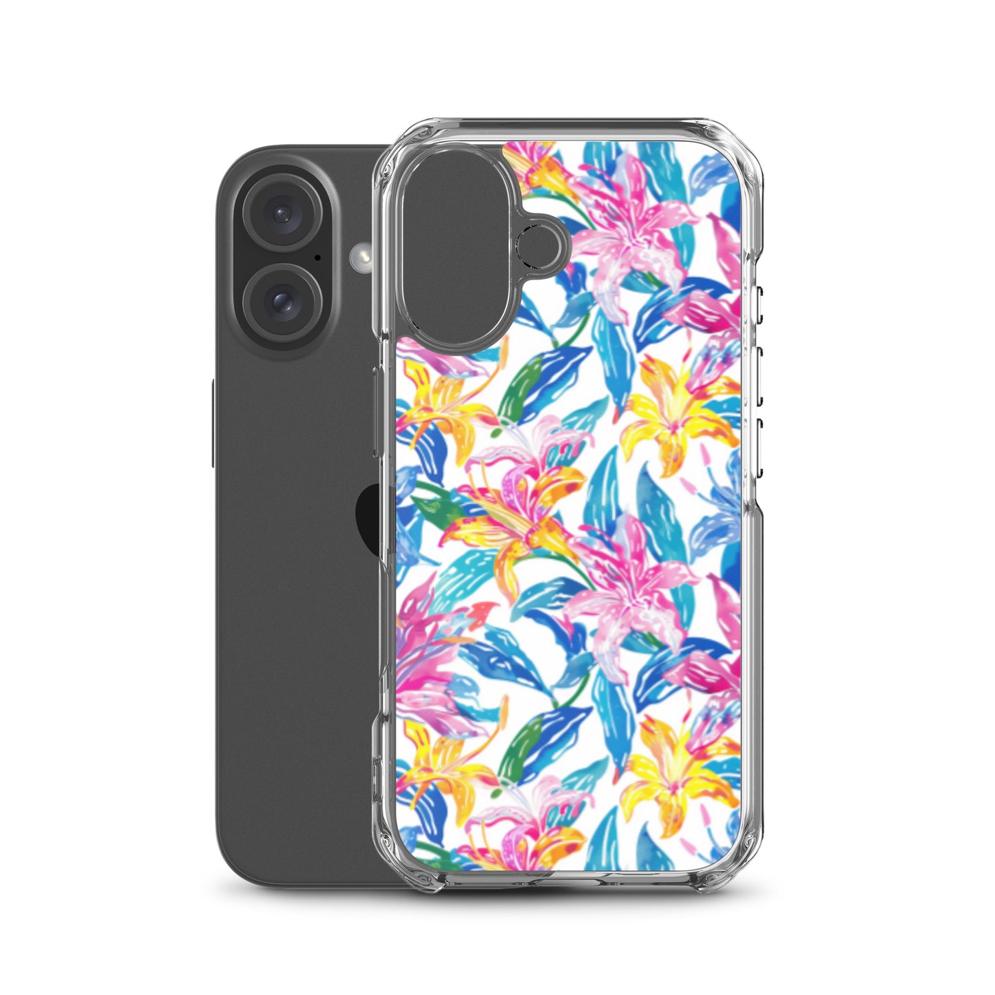 iPhone Case Colorful Floral Watercolor Blue Yellow Pink