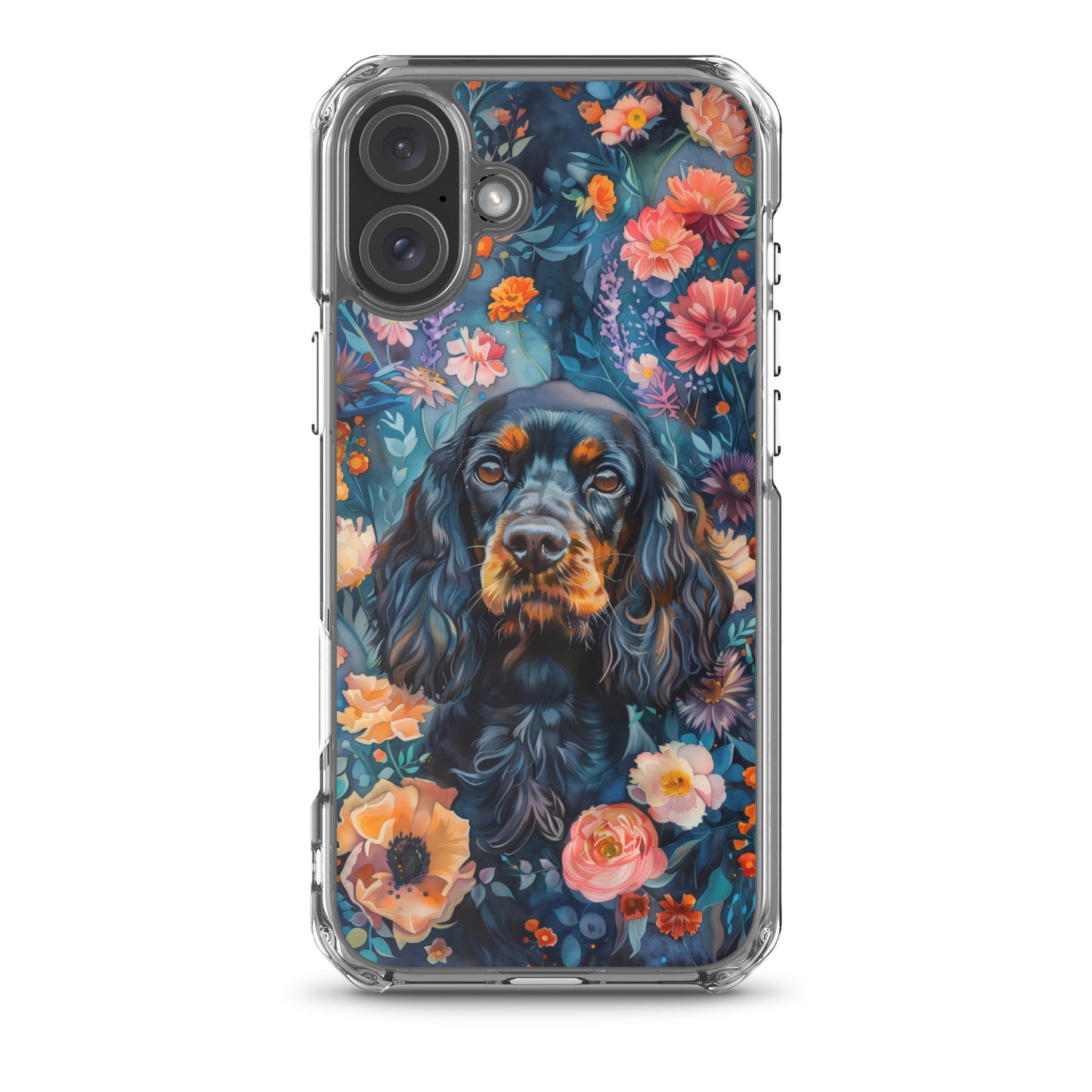 iPhone Case Watercolor Cocker Spaniel with Colorful Flowers