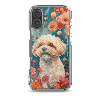 iPhone Case Watercolor Shih Tzu with Colorful Flowers
