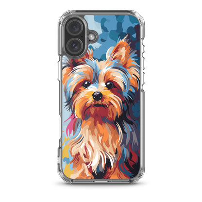 iPhone Case Painted Yorkshire Terrier Blue