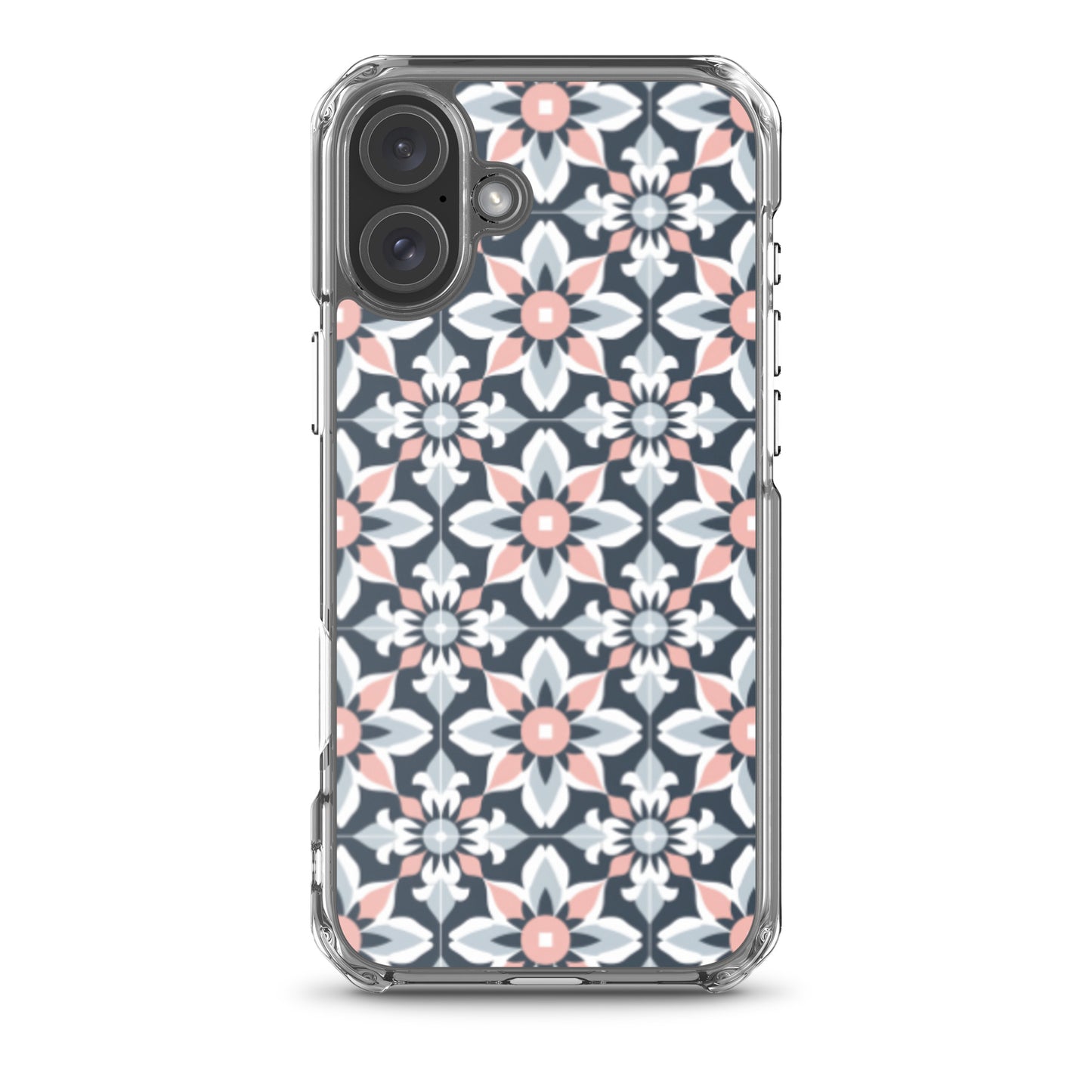 iPhone Case Geometric Flowers Pastel Pink and Blue