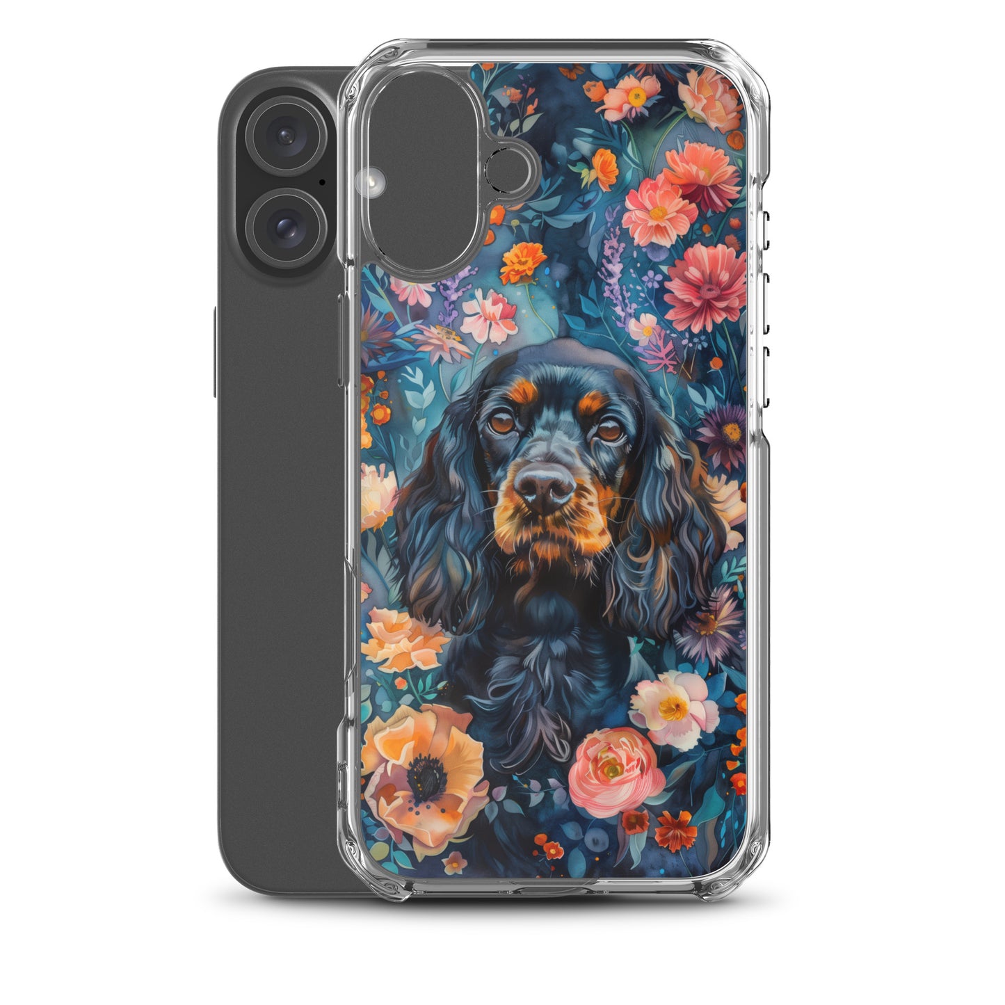 iPhone Case Watercolor Cocker Spaniel with Colorful Flowers