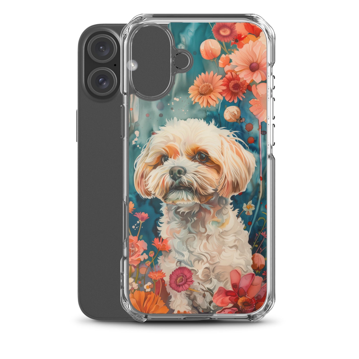 iPhone Case Watercolor Shih Tzu with Colorful Flowers