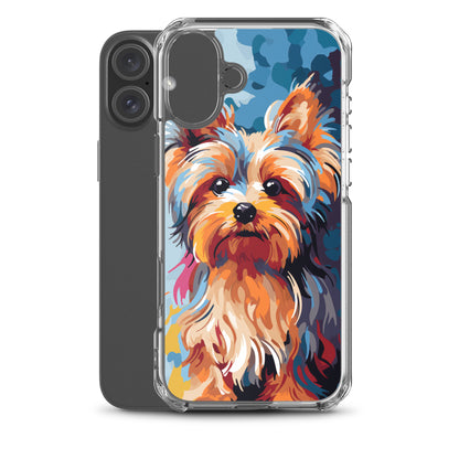 iPhone Case Painted Yorkshire Terrier Blue