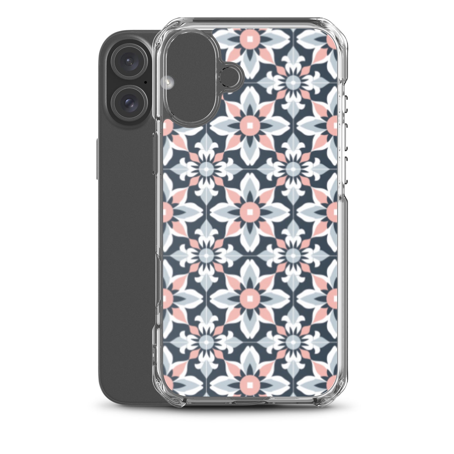 iPhone Case Geometric Flowers Pastel Pink and Blue