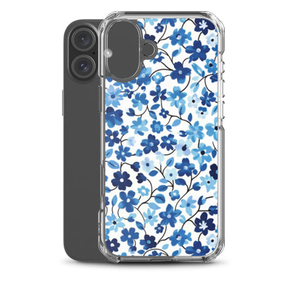 iPhone Case Blue Watercolor Flowers